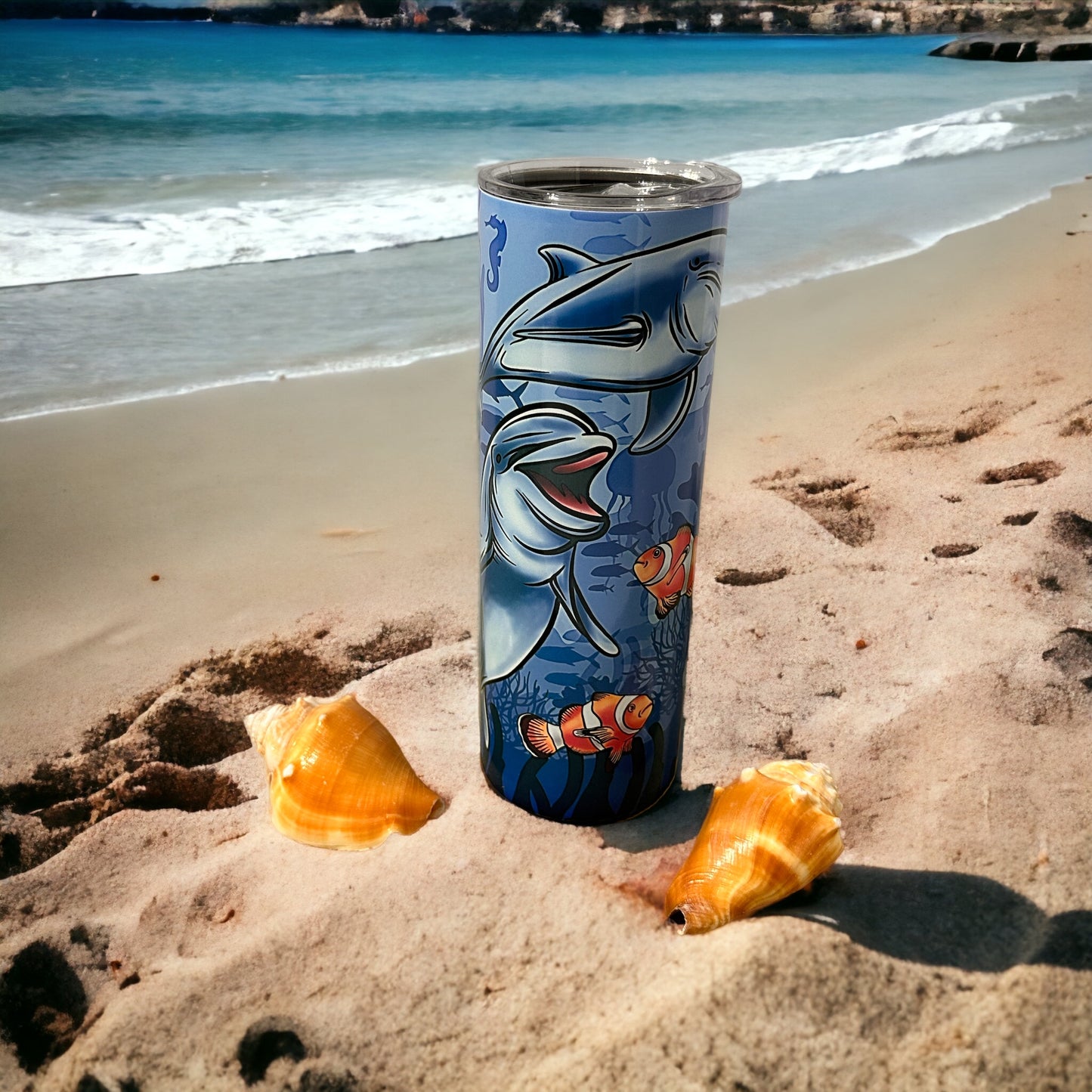 Playful Dolphins and Clownfish